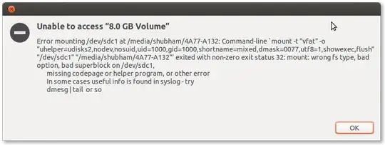 Error while mounting via File Manager