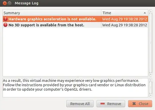 VMware Message log window showing "No 3D support is available from the host" error