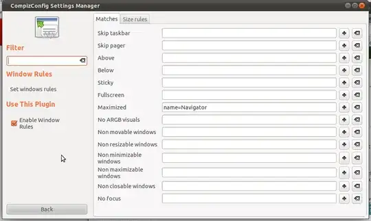 screenshot of the Window Rules settings for Compiz