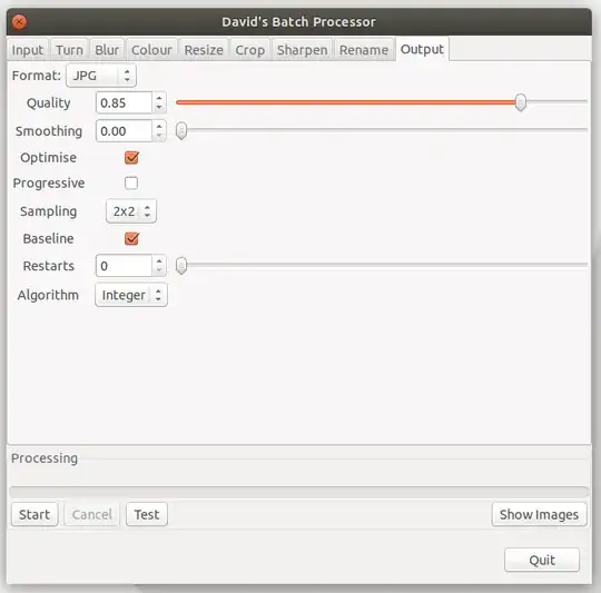 Batch Processor Output Dialog Window