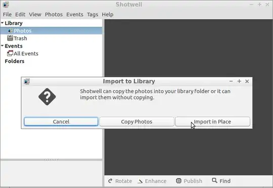Screenshot of the dialog box in Shotwell that asks the user to choose between copying images to the location of their Shotwell library, or importing them in place, without any copying.