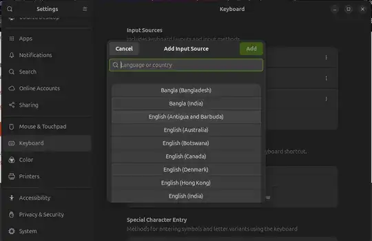 Setting page screenshot