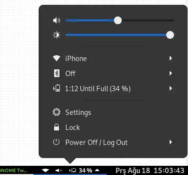 when i click arrow in tray