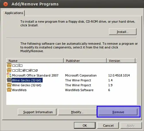 remove installed application