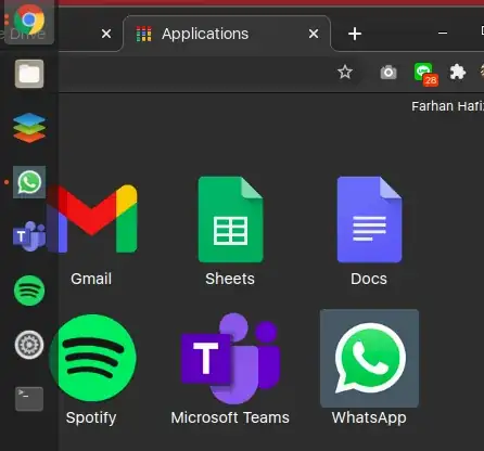 Line extension (top right corner) does not show up on chrome app list
