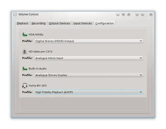 Screenshot of pavucontrol for A2DP profile selection.