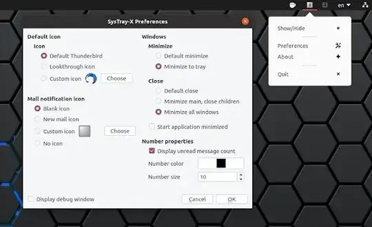 systray-x for thunderbird