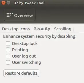 Unity tweak tool desktop lock