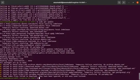Err: Temporary failure resolving and W: Failed to fetch for various repositories