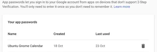 Screencap for where I gen'd an app password for this