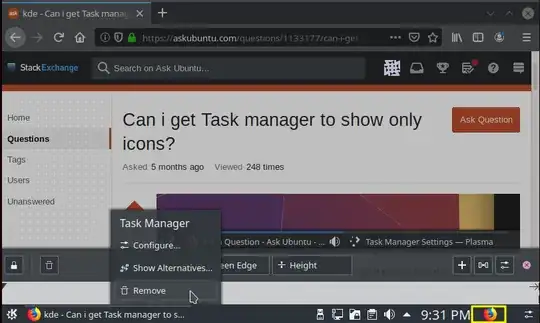 Remove the icons + text task manager