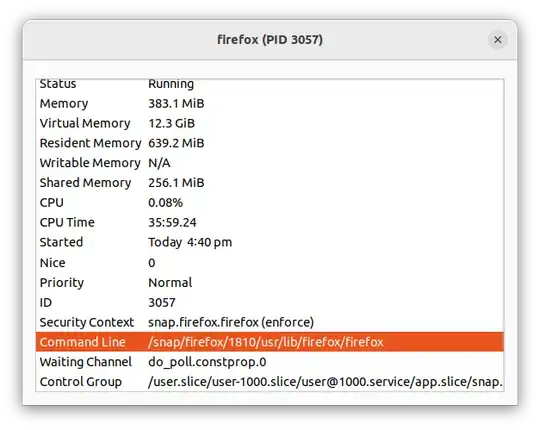 firefox process properties