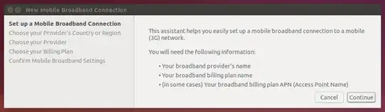 New Mobile Broadband Connection setup wizard