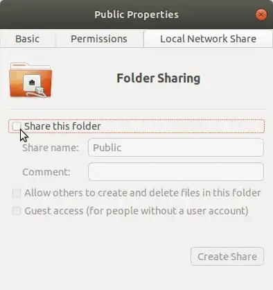 Public Properties dialog