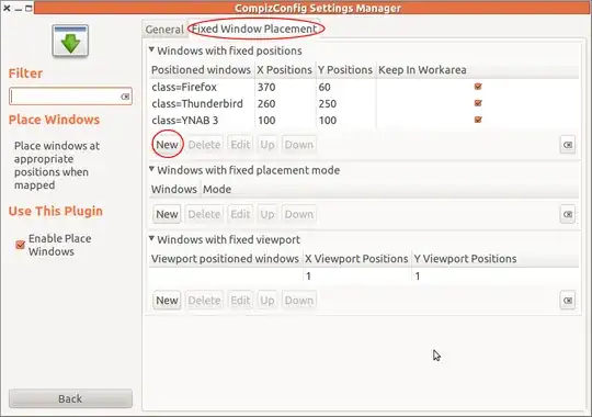 Fixed Window Placement screen