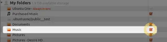 Ubuntu One Control Panel “Cloud Folders” tab, with a row highlighted to illustrate the point in the text