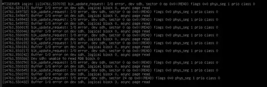 11[14761.537078] blk_update_request: I/0 error, dev sdh sector 0 op 0x0: (READ) flags 0x0 phys_seg 1 prio class 0