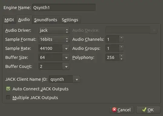 screenshot of the Audio tab in QSynth