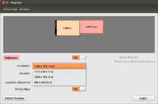 Displays setting window