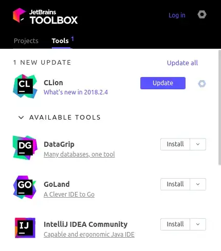 Picture of JetBrains window