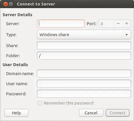 Connect to Server dialog