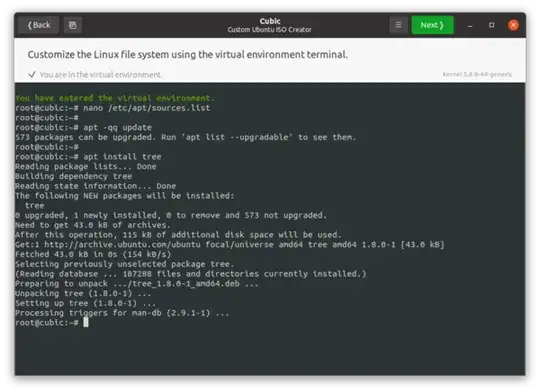 The Cubic Terminal Page with Example Commands