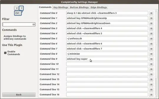screenshot showing xdotool key super added as command 9