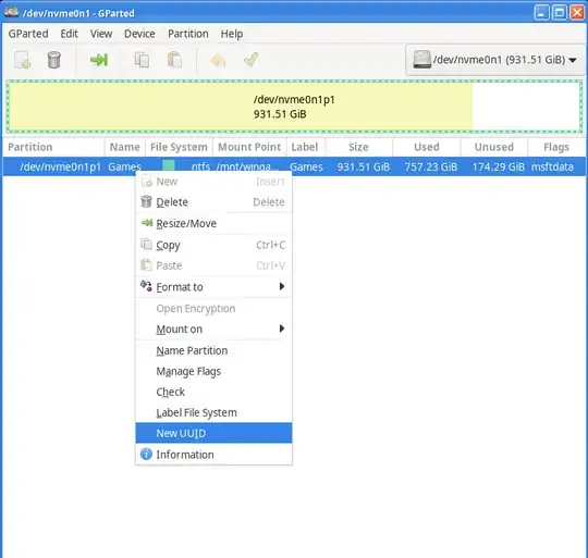 Window of Gparted application
