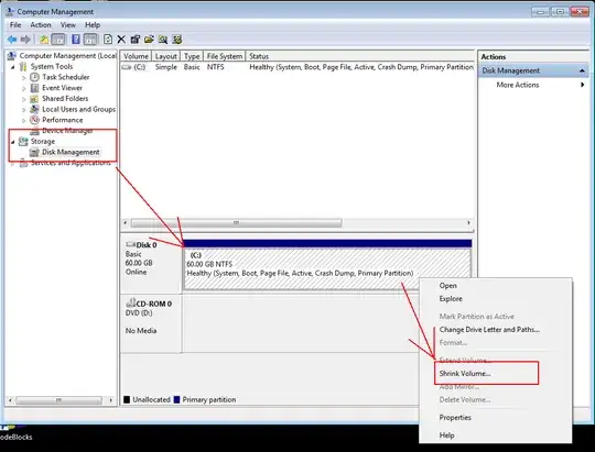 dialog to shrink volume