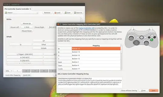 Screnshot of AntiMicro and key mapping