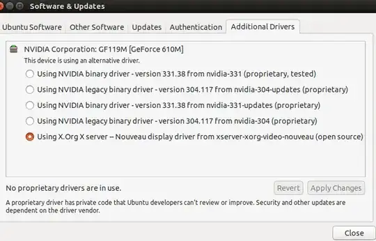 It shows Nouveau driver ever after "Apply changes" and Reboot
