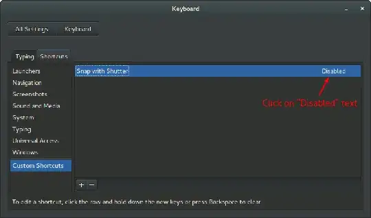 Custom shortcut entry - click on "Disabled" to provide one Custom shortcut entry - click on "Disabled" to provide one