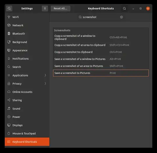 keyboard shortcuts dialog