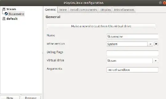 PlayOnLinux with -no-cef-sandbox in Arguments box
