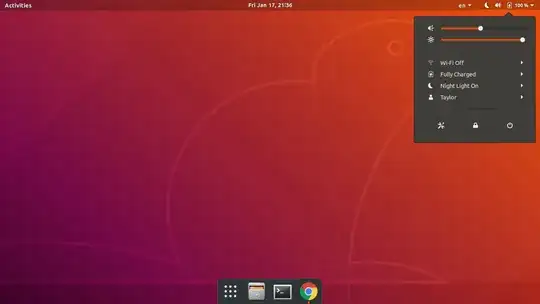 Bluetooth settings missing from upper-right corner while bluetooth is off.