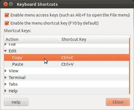 Edit->Keyboard Shortcuts