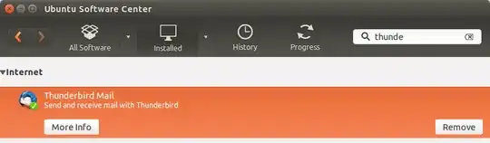 query in software center for thunderbird in the installed applications section