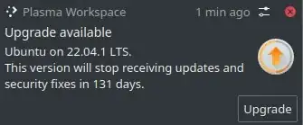 Upgrade available to Ubuntu 22.04.1 LTS