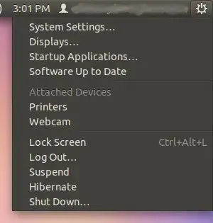 Power cog menu screenshot