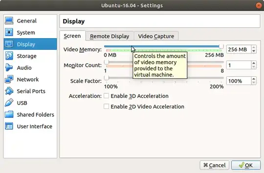 VirtualBox video memory