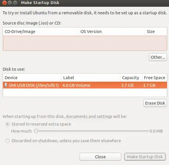 The Disk Creator window