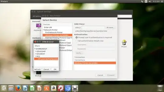Printer is on network with Window 7 PC, so I connected it through samba