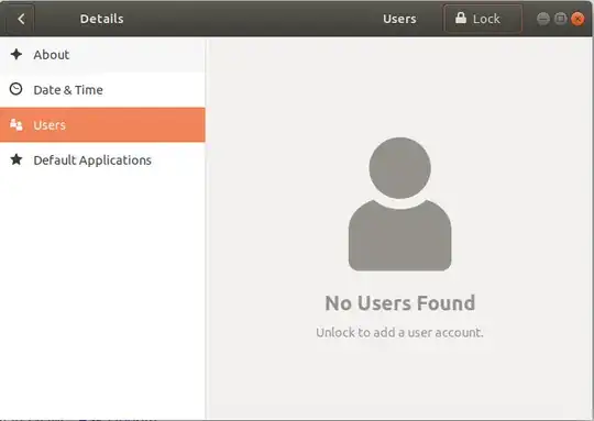 Image of settings details window, unlocked with no users