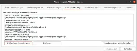 screenshot of the list of trustworthy keys - system doesn't allow me to embed pictures