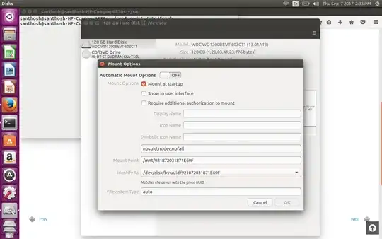 This is Disk -usb edit mount options and /etc/fstab conf file entry
