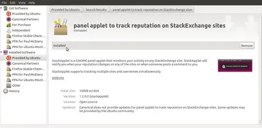 Screenshot of the Software Centre, showing StackApplet is installed.