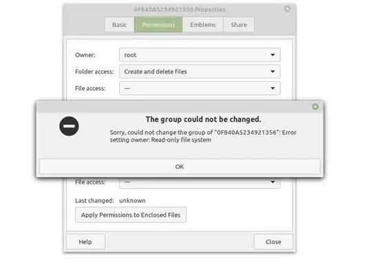 screenshot of error "The group could not be changed" error