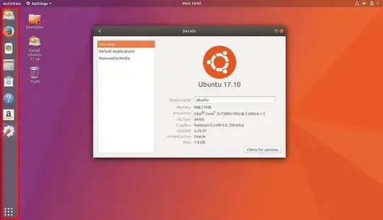 Screenshot of gnome shell desktop with sidebar enabled always showing on the left side
