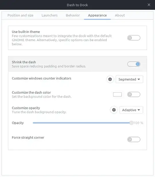 dash to dock settings