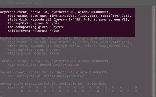xev output in terminal